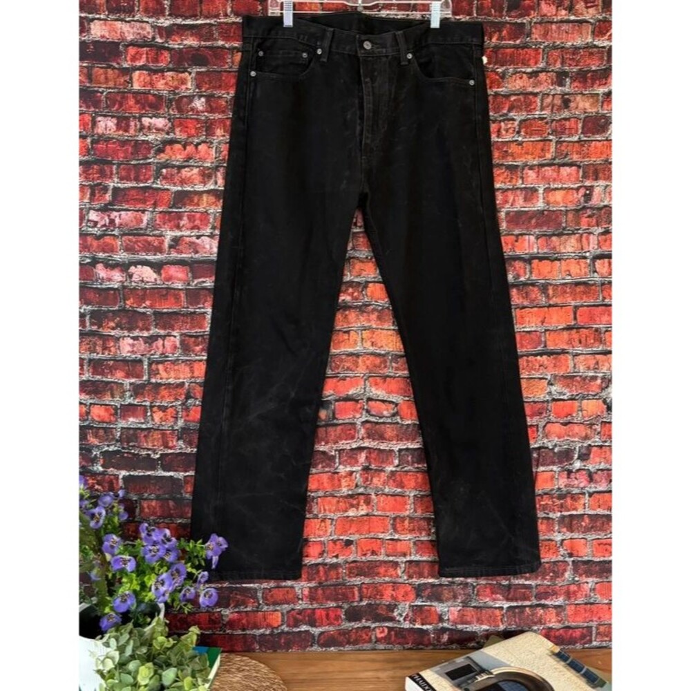 Levis 505 Faded Black Straight Leg Denim Jeans 38x32